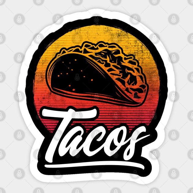 Retro Vintage Tacos Sunset Distressed Style Sticker by HCMGift